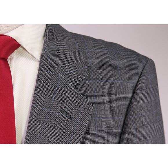 Brooks Brothers Gray Blue Glen Plaid 2-Btn Wool Stretch Suit 41R - Picture 4 of 9